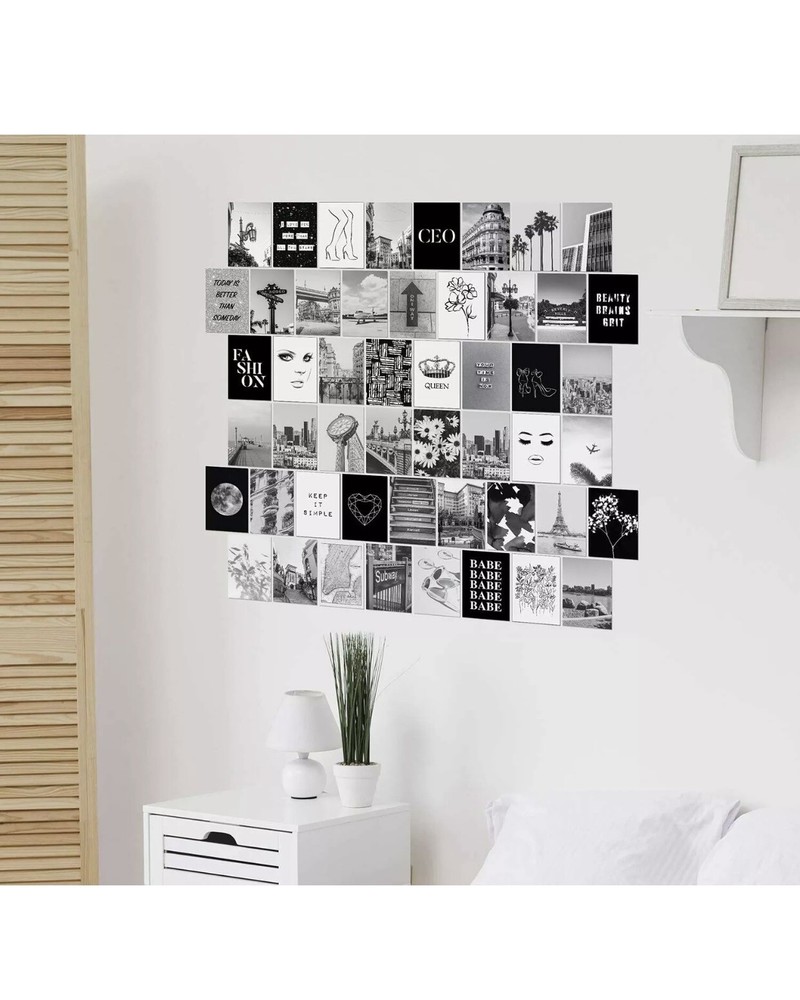 Artivo Black White Wall Collage Kit, 50 Set 4×6 inch, Bedroom Decor Teen Girls