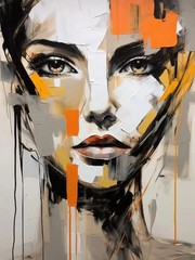 Colorful Abstract Woman Portrait Poster Print Picture Home Decor Canvas Painting
