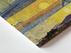 Set Of 5 Vintage Canvas Wall Art Farm Landscape Scenes With Sun And Figures