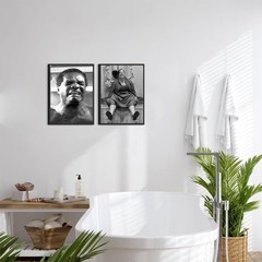 Funny Bathroom Decor Wall Art Set of 4,Black and White Wall Art Bathroom Vintage