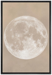 Wall26 Beige Toned Lunar Canvas Print Full Moon Realism Framed Wall Art