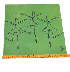 “Dancers” Green & Yellow 12×12 Gallery Wrapped Frameless Wooden Wall Art Set(2)