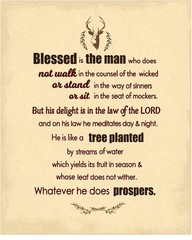 Blessed Is The Man Bible Verse Poster Christian Inspirational Psalm Wall Decor
