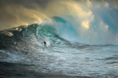 Surfer On A Big Wave at Jaws Photo Art Print Poster 12×18