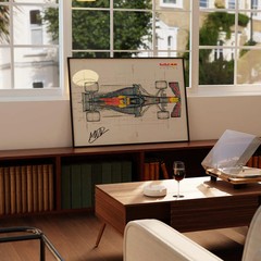 Formula 1 Racing Sketch Poster Red Bull F1 Car Blueprint Wall Art Print