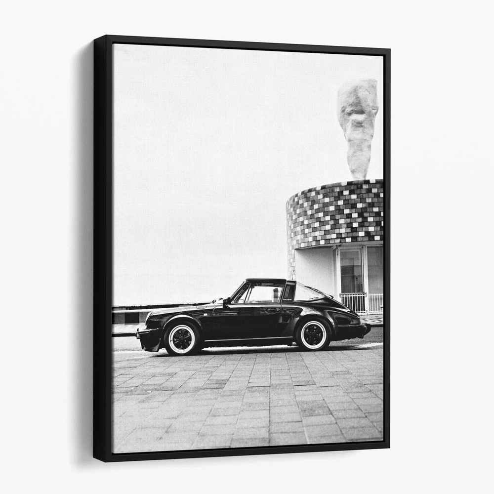 Old Black Porsche 911 Car Retro Sports Cars Canvas Print Wall Art