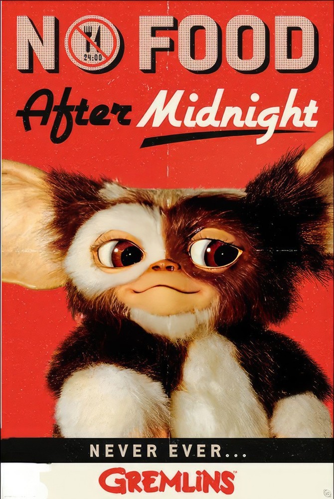 Gremlins – Movie Poster (Gizmo – No Food After Midnight – Never Ever) (24 x 36″)