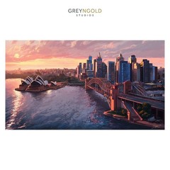 Downtown Sydney Skyline Australia Wall Art Print pick size A4/A3/A2/90x60cm