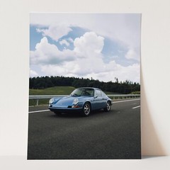 Old Blue Porsche Vintage Sports Cars Wall Art Poster Print