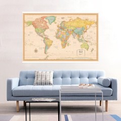 59*39in Size Map of The World Vintage Art Print Poster Wall Office Decor