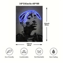 Canvas Neon Style 2Pac Poster Hip Hop Rapper Wall Art Print 40x60cm US SELLER