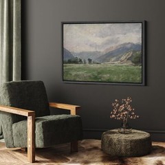 Wall26 Impressionist Pastoral Valley Framed Wall Art Abstract Canvas Print