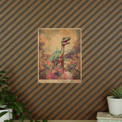 Vintage DINOSAUR BOTANICAL Wall Art, Jurassic Flower Decor, Dino Floral Print
