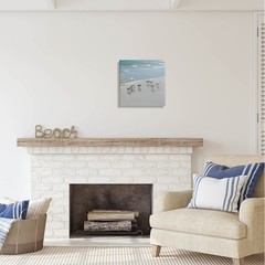 Sandpipers Flock Canvas Wall Art 24×24 – Ready to Hang Beach Decor