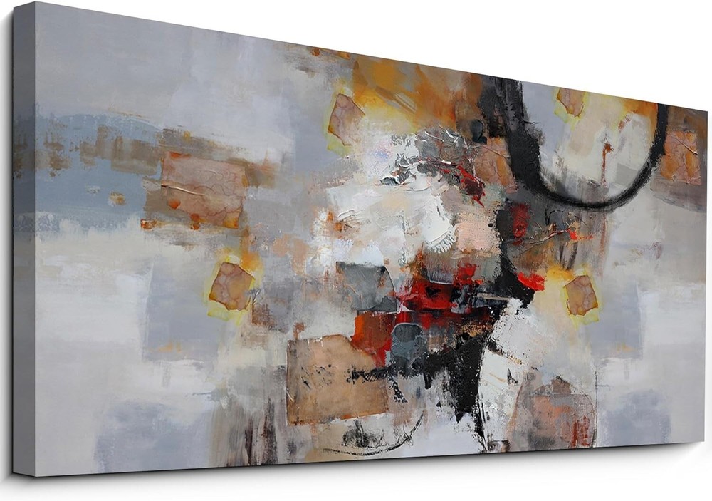 yiijeah Orange Wall Art – Large Abstract Canvas Wall Decor Living Room 60×120