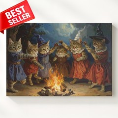 Wall Art Cats Dancing Around Campfire Fantasy Folklore Step Five Glowin Canvas