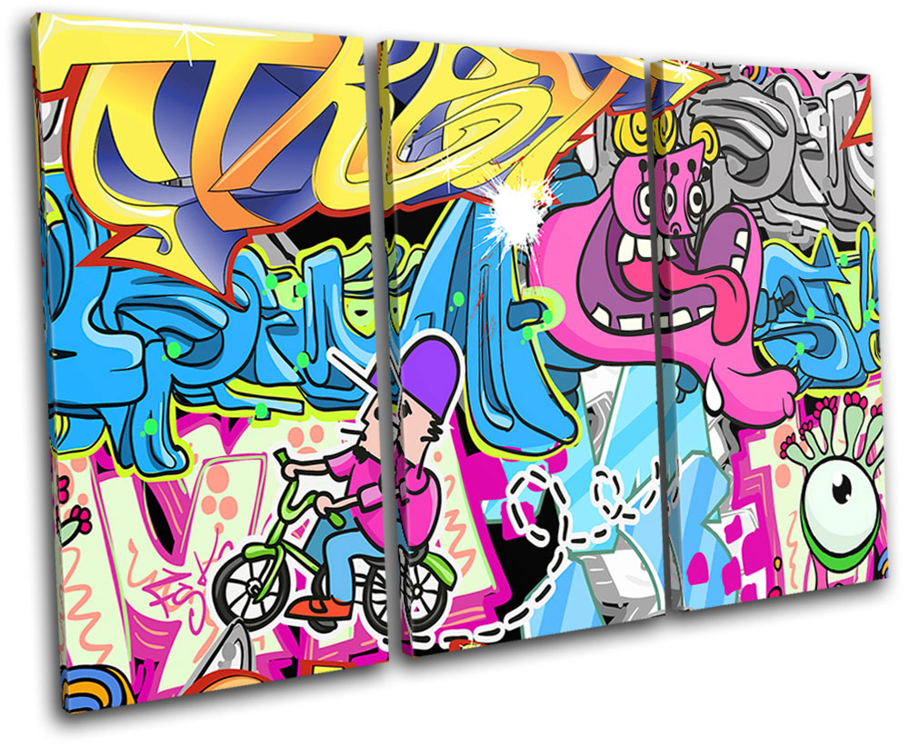 Urban art Graffiti TREBLE CANVAS WALL ART Picture Print VA