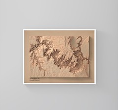 Grand Canyon Map, Grand Canyon 2D Relief Map, Arizona Map – 2D Flat Print