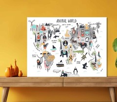 Kids Animal’s World Maps 5mm thick Plastic Poster Ready to Hang 60x45cm