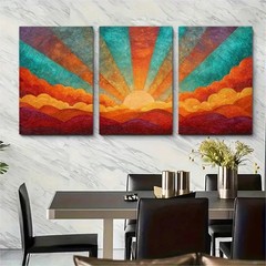 3pcs Colorful Sunshine Living Room Perfect Wall Art Canvas Framed 50x70cm