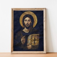 Jesus Christ Pantocrator at Mount Sinai Christian Bible Wall Art Poster Print