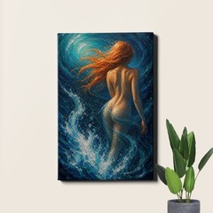 Abstract nude woman in water painting Canvas Art with soft fluid brushwork