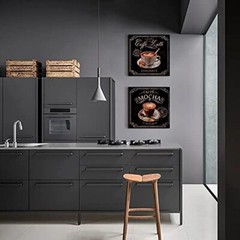 COFFEE WALL ART Kitchen Decor Cup Canvas Vintage Latte Mocha Cafe By