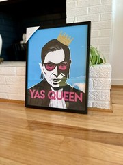 RBG “Yas Queen” Andy Warhol Style Silk Screen Type Framed Print Wall Art 16×20
