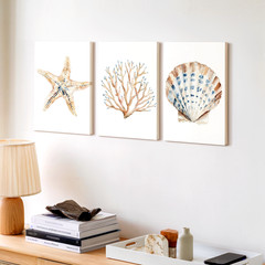 3 Pieces Coastal Starfish Large Wall Art Canvas Set for Living Room Set Of 3
