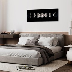 Modern Giclee Canvas Prints Stretched Artwork Phases of Moon Black and White …