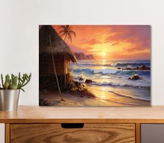 Wood Old House Beach 5mm thick Plastic Poster Ready to Hang 60x45cm