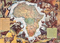 Midcentury Pictorial Map of Africa -Tribes, Parks, Animals Wall Art Poster Print