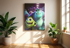 Monsters Inc Poster or Canvas – Monsters Inc Mike Wazowski and Sulley Wall Art