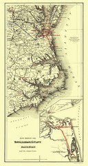 Railroad Map – Norfolk Albemarle Atlantic Railroad Connections – Colton 1891