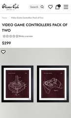 Oliver Gal Framed Art Print Set Video Game Controller Patent Drawings MSRP $299