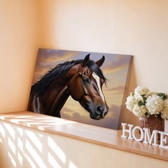 Brown Horse Head Canvas Wall Art Realistic Animal Painting Nature Wall Decor