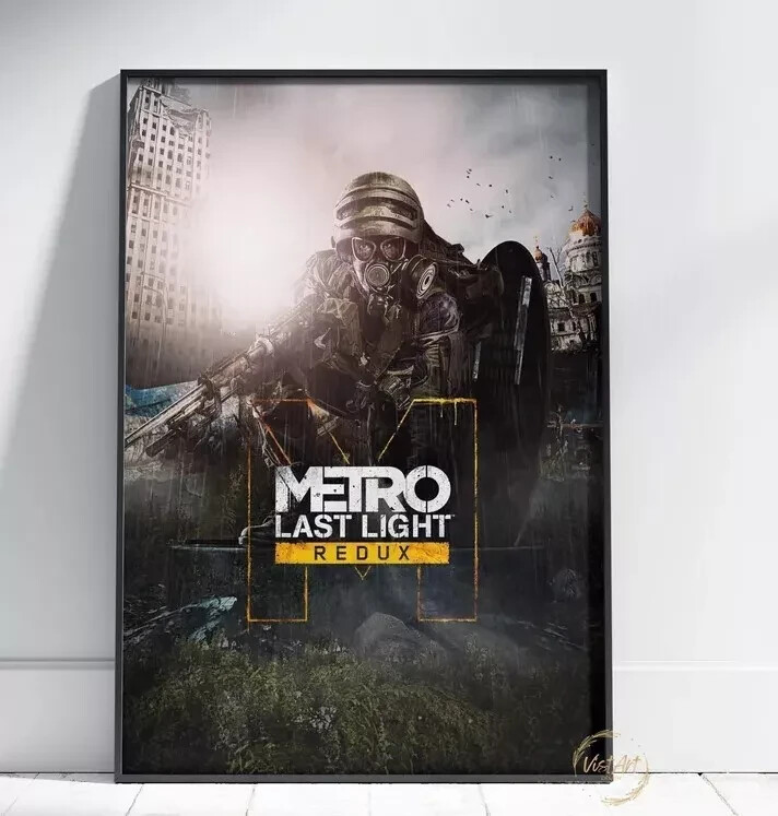 Metro Last Light Redux Video Game Poster, Gas Mask Game Decor Wall Art Poster