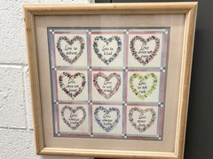 Framed Matted Love Is Patient Kind Floral Heart Print 16×14 Horizontal
