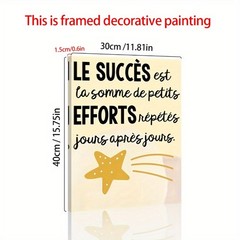 Framed Canvas French Success Quote Shooting Star Motivational Wall Decor