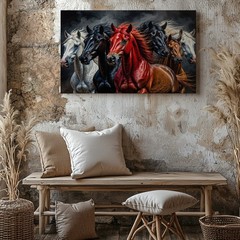 Wild Horses Running Canvas Wall Art Powerful Animal Nature Print Home Decor