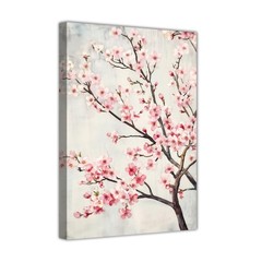 CHAOSETKEN Cherry Blossom Canvas Wall Art Pink Flowers and 18″L x 12″W,