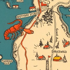 Color Pictorial Map of Maine Boothbay Harbor and vicinity Old Dirigo circa 1931