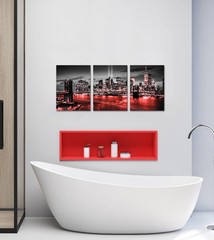 Conipit New York Brooklyn Bridge Canvas Wall Art Black and White Red City Pic…