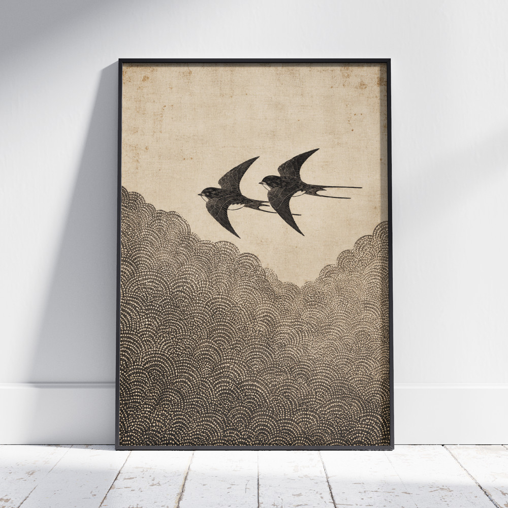 Swallow Bird Poster – Vintage Asian Wave Wall Art Home Decor Gift