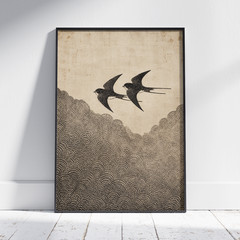 Swallow Bird Poster – Vintage Asian Wave Wall Art Home Decor Gift