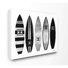 Stupell Industries Fashion Designer Surf Boards Black Silver Watercolor Canva…