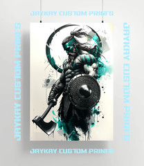 Viking Warrior Art Poster Print – No Frame