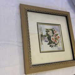 Floral Watercolor Print Framed Greenbrier International Double Matted Flower 10″