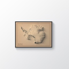 Antarctica Map, Antarctica 2D Relief Map, Antarctica Vintage Map – 2D Flat