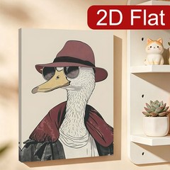 Framed Canvas Cool Gentleman Duck Retro Portrait 2D Flat Home Wall Decor Gift